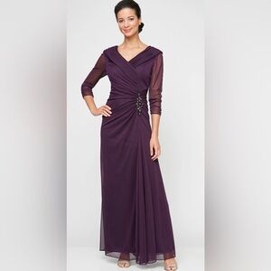 Alex evening Plus Size Portrait-Collar Side-Ruched A-Line Dress Sz 20w